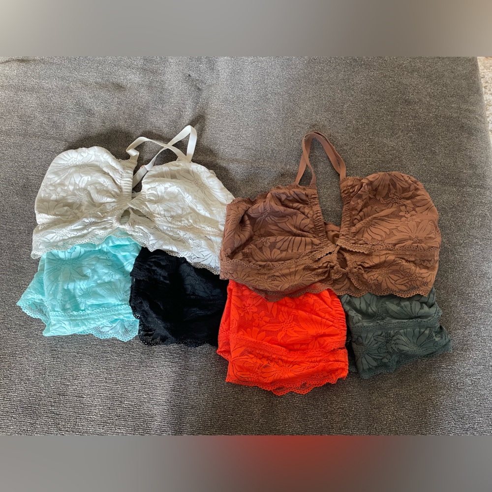 Aerie Hibiscus Lace Halter Bralettes